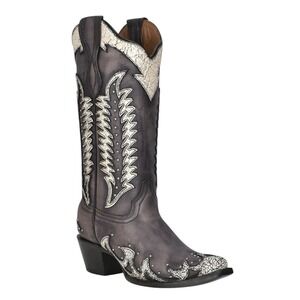 Circle G Embroidered Woman's‎ Western  Boot Snip Toe Chocolate/Bone US Sz 7.5